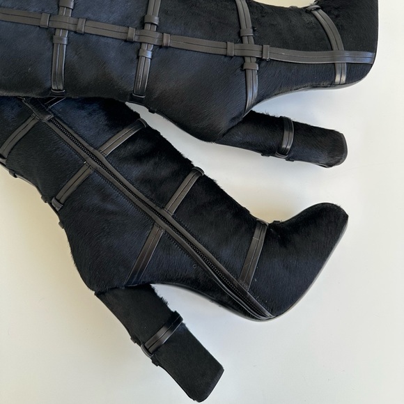 Tom Ford Leather Patchwork Calf Hair Knee-High Boots Fall/ Winter 2015 size 37 - Picture 11 of 16
